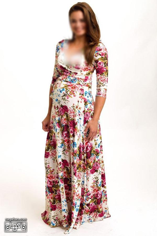 عکس لباس بارداری گلدار بلند